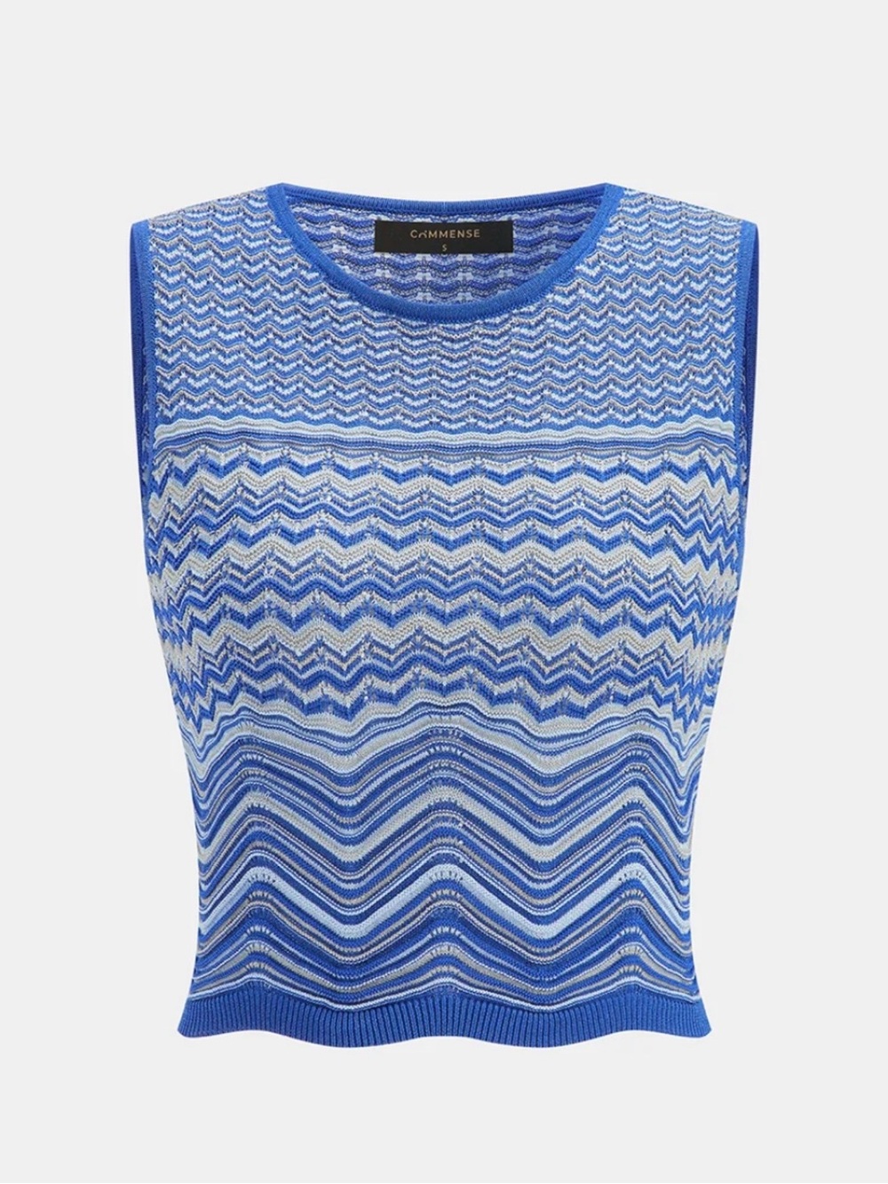 Blue Chevron Zigzag Knit Top Maxi Skirt Set - Picture 3 of 5